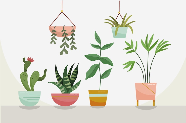 Vetor grátis coleção de plantas de casa desenhada à mão