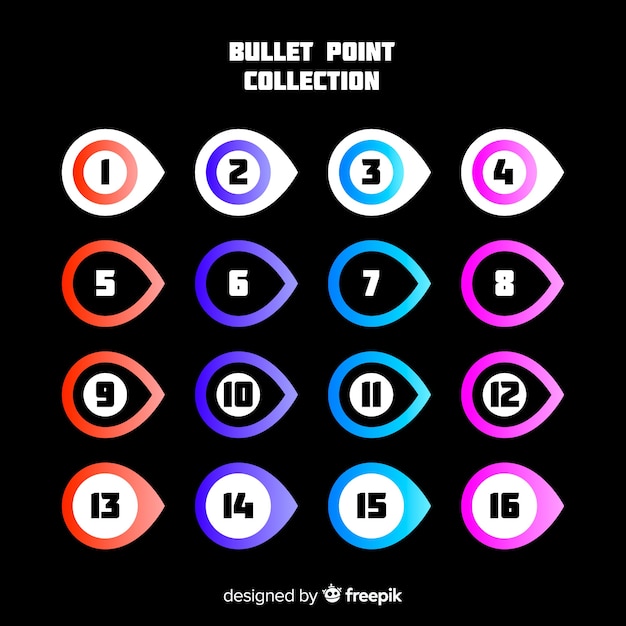 Vetor grátis coleção de ponto de marcador de gradiente