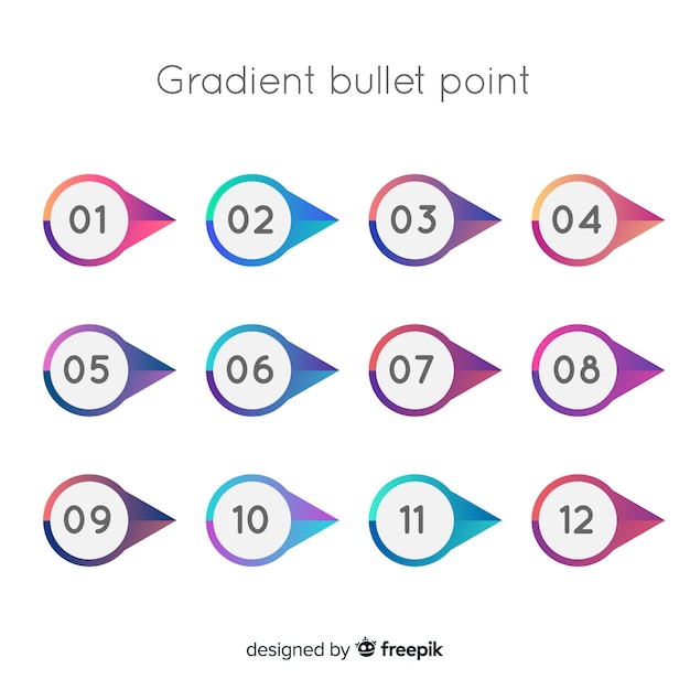 Vetor grátis coleção de ponto de marcador de gradiente