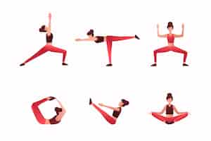 Vetor grátis coleção de poses de gradiente de dia internacional de ioga