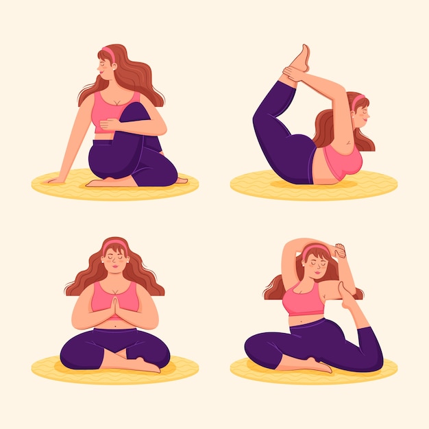 Coleção de poses de ioga plana