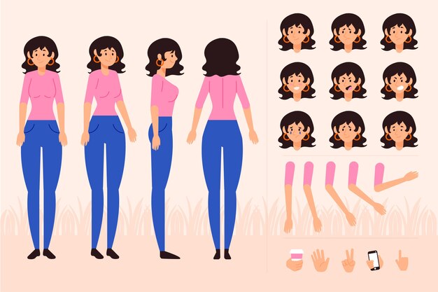 Coleção de poses de personagens diferentes