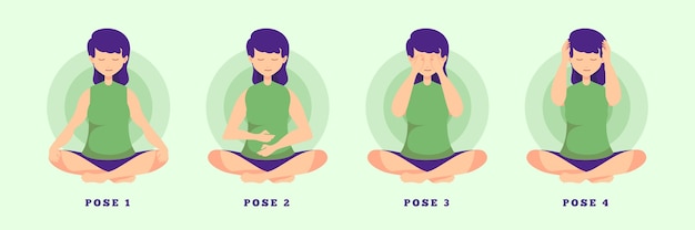 Vetor grátis coleção de poses de reiki com autocura