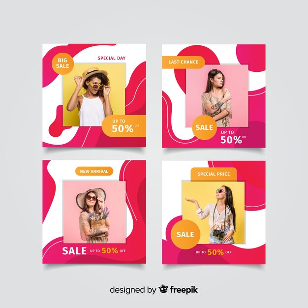 Coleção de postagem de instagram de venda de moda abstrata