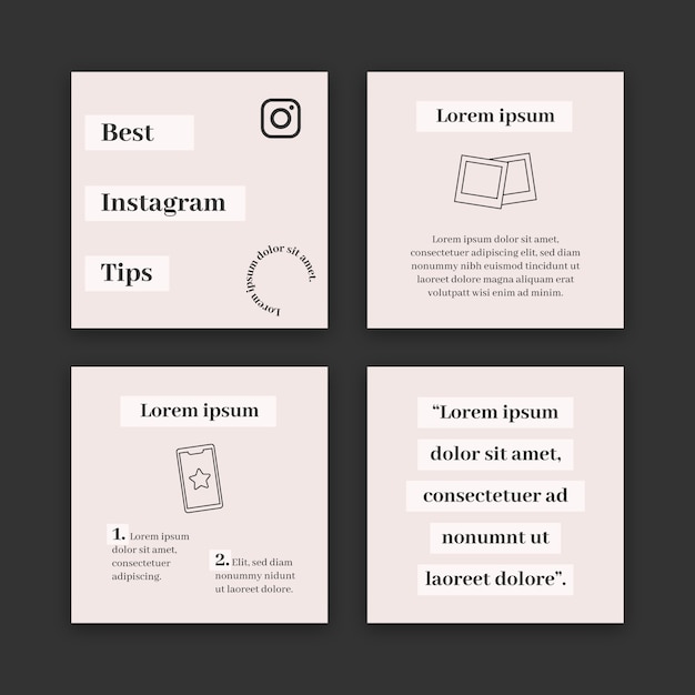Vetor grátis coleção de postagens de dicas do instagram