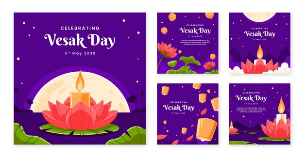 Coleção de postagens de instagram de Flat vesak