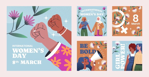 Coleção de postagens de Instagram do Dia Internacional da Mulher