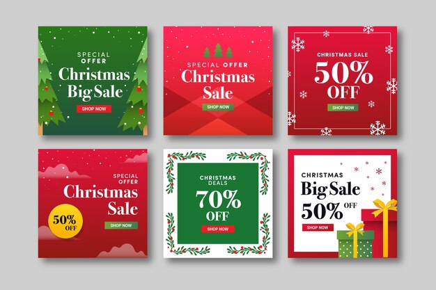 Coleção de postagens de venda de natal