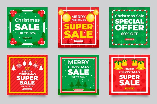 Coleção de postagens de venda de natal