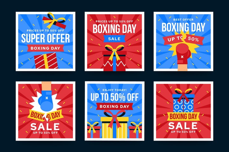 Vetor grátis coleção de postagens do instagram de boxing day