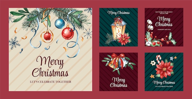 Coleção de postagens do instagram de celebração da temporada de natal