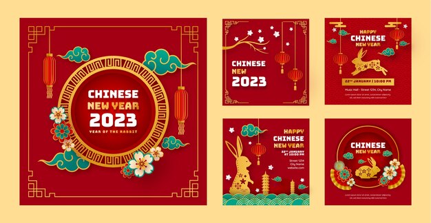 Coleção de postagens do instagram de celebração do ano novo chinês