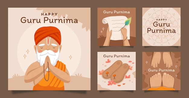 Coleção de postagens do instagram de guru purnima plana