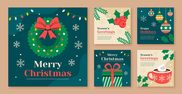Coleção de postagens do Instagram de Natal simples