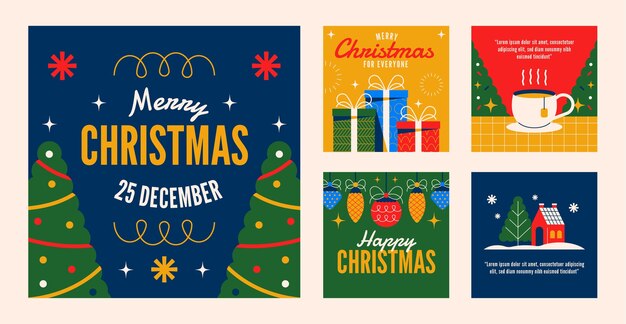 Coleção de postagens do Instagram de Natal simples
