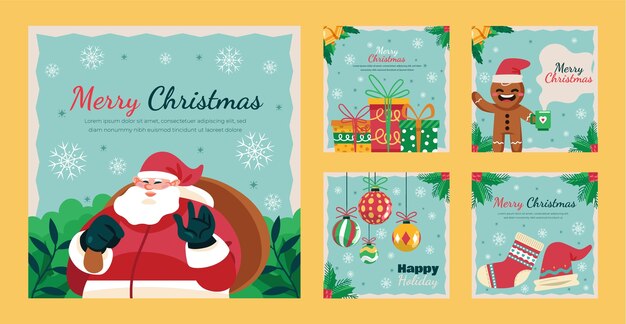 Coleção de postagens do Instagram de Natal simples