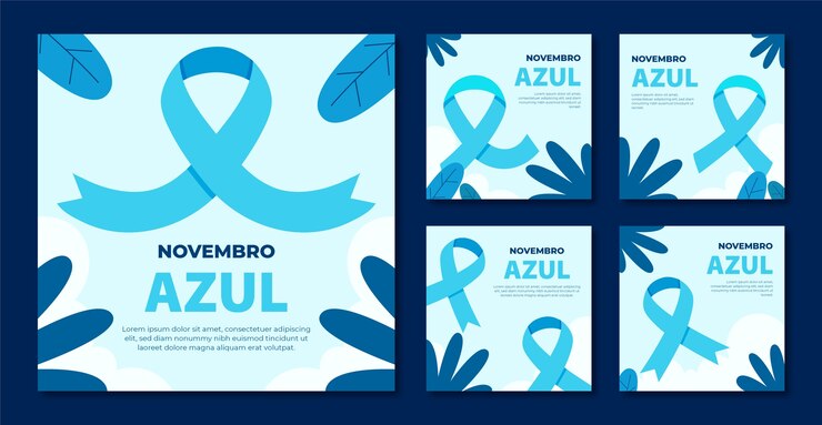 Vetor grátis coleção de postagens do instagram de novembro azul plano em espanhol