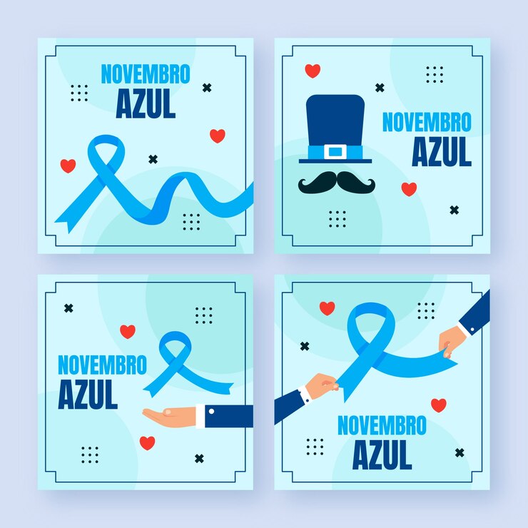 Vetor grátis coleção de postagens do instagram de novembro azul plano