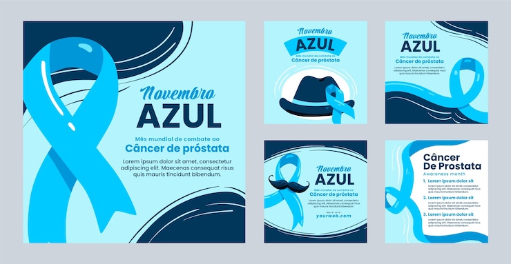 Vetor grátis coleção de postagens do instagram de novembro azul plano