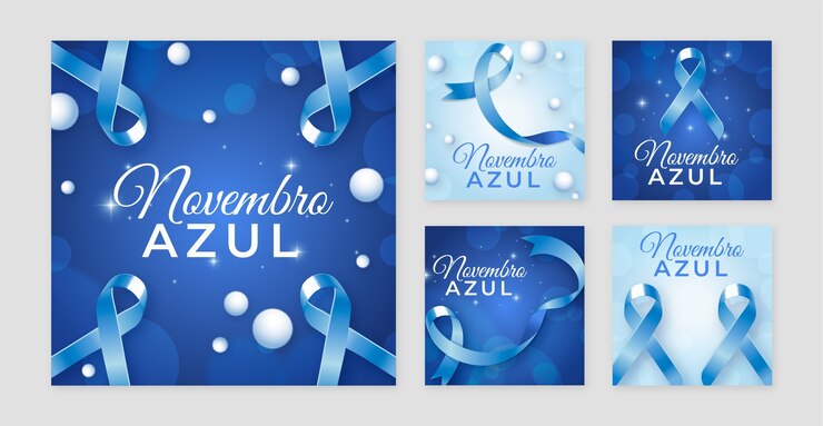 Vetor grátis coleção de postagens do instagram de novembro azul realista