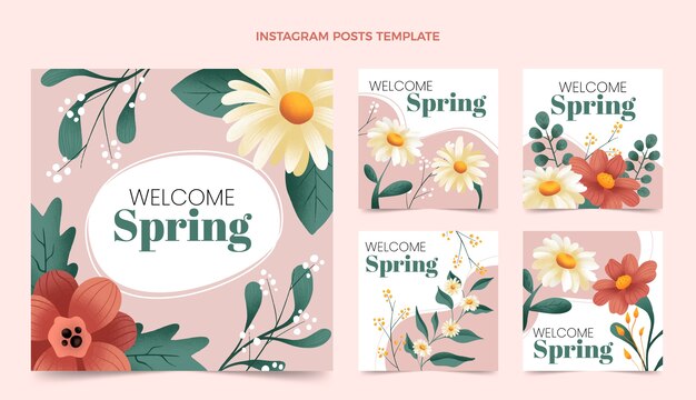 Coleção de postagens do instagram de primavera floral