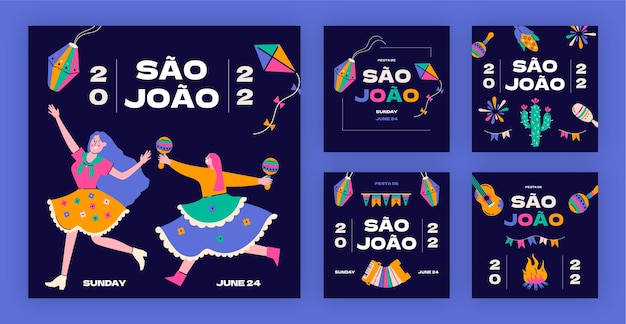 Coleção de postagens do instagram de são joão plana