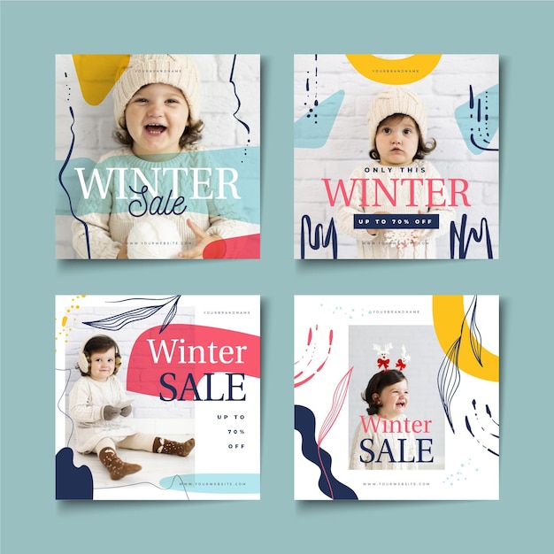 Coleção de postagens do instagram de venda de inverno