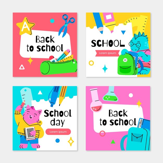 Coleção de postagens do Instagram de volta à escola