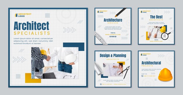 Coleção de postagens do instagram do arquiteto gradiente