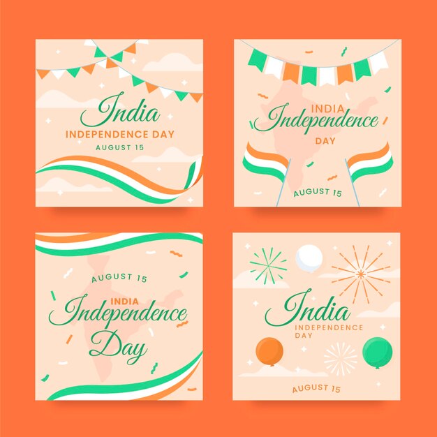 Coleção de postagens do Instagram do Dia da Independência da Índia