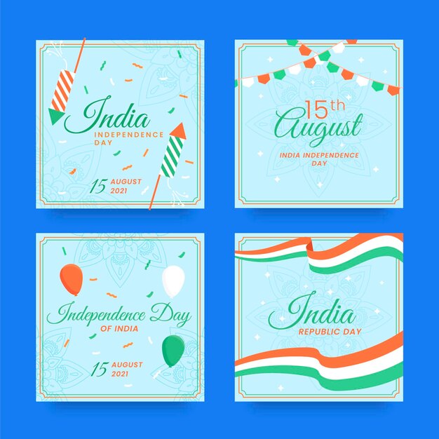 Coleção de postagens do Instagram do Dia da Independência da Índia