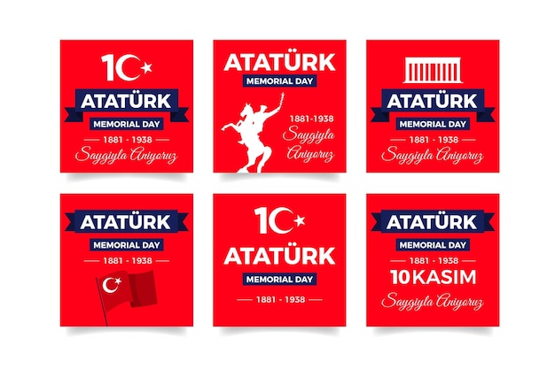 Coleção de postagens do instagram do dia do memorial de ataturk