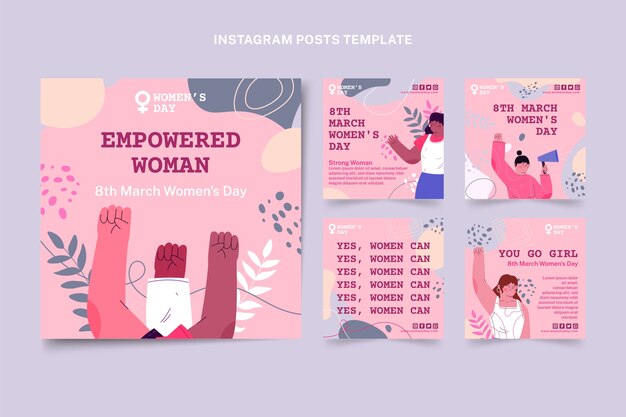 Coleção de postagens do Instagram do Dia Internacional da Mulher