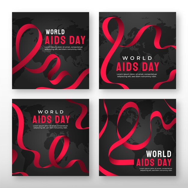 Coleção de postagens do Instagram do Dia Mundial da Ajuda Gradiente