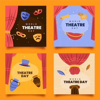 Coleção de postagens do instagram do dia mundial do teatro plano