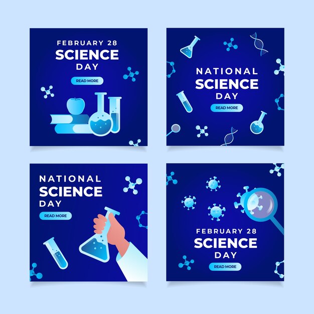 Coleção de postagens do instagram do Dia Nacional da Ciência do Gradiente