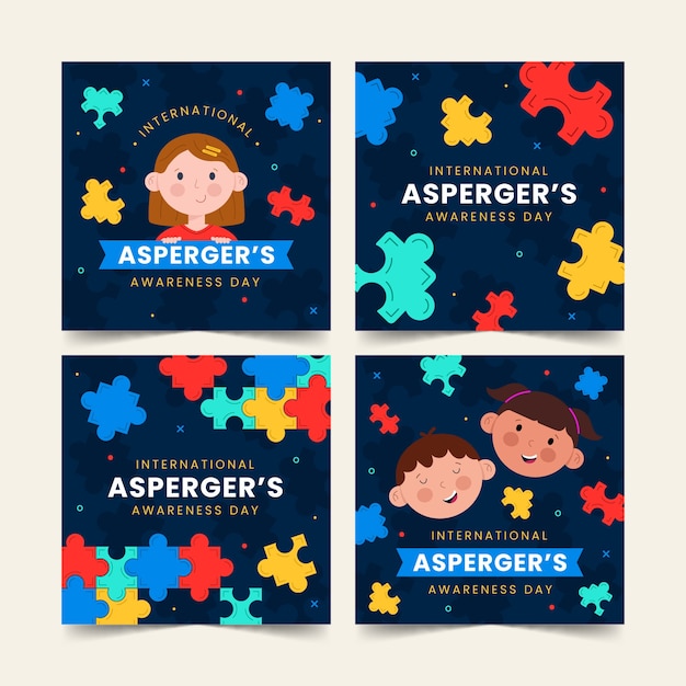 Coleção de postagens do instagram do flat international asperger day