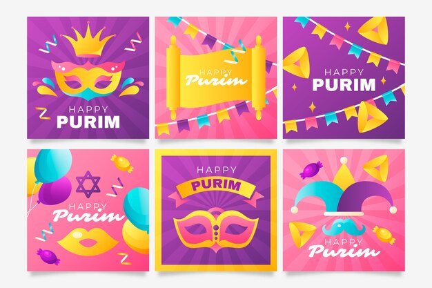 Coleção de postagens do Instagram do Gradient Purim