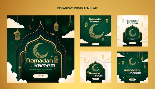 Coleção de postagens do instagram do ramadã gradiente