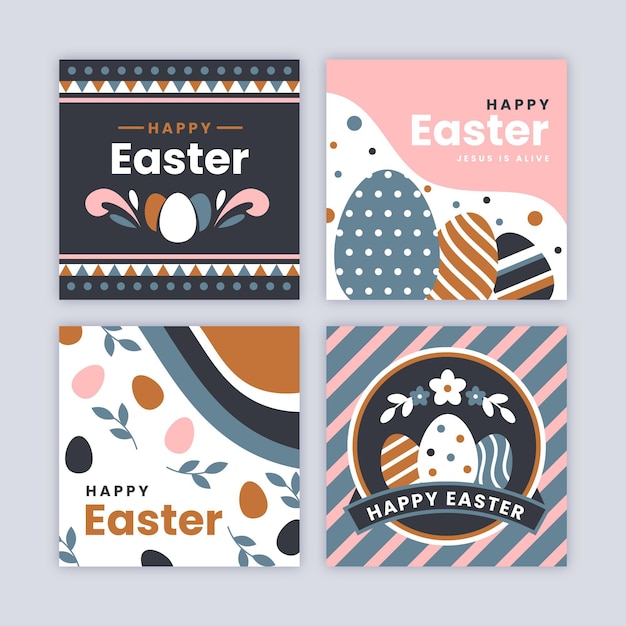 Coleção de postagens do instagram flat easter