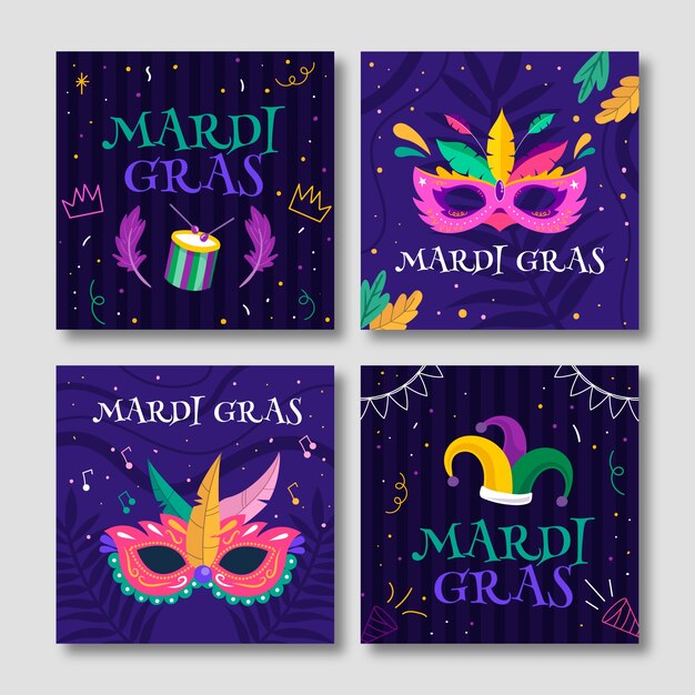 Coleção de postagens do instagram Flat mardi gras