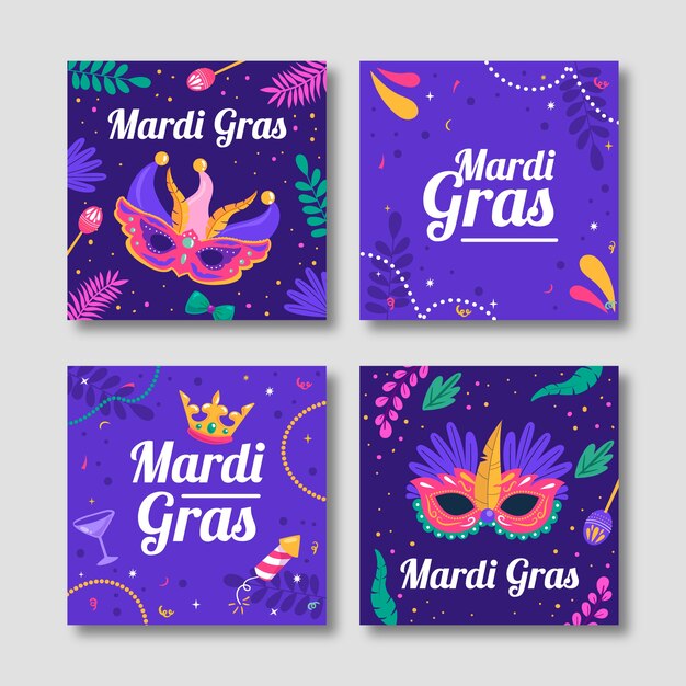 Coleção de postagens do instagram Flat mardi gras