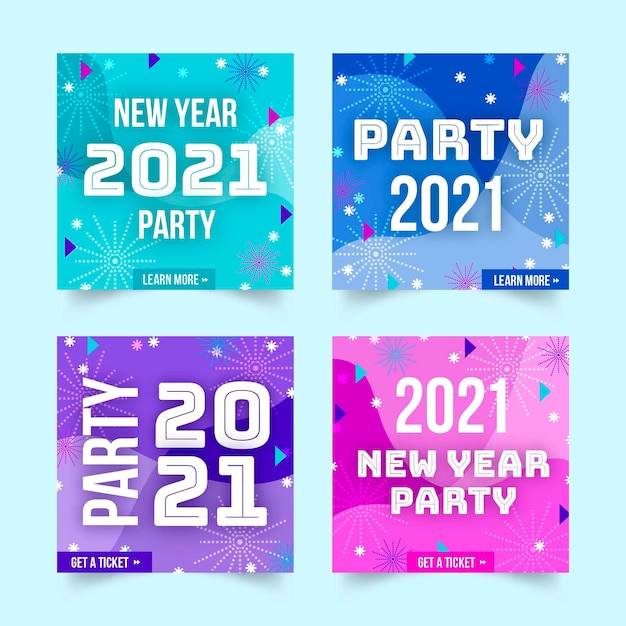 Coleção de postagens do instagram para festa de ano novo de 2021