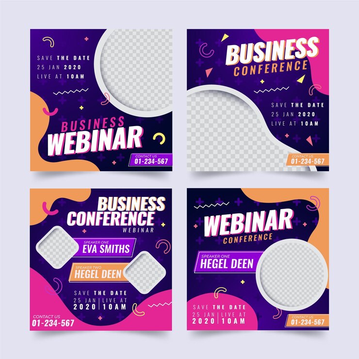 Vetor grátis coleção de postagens do instagram para webinar
