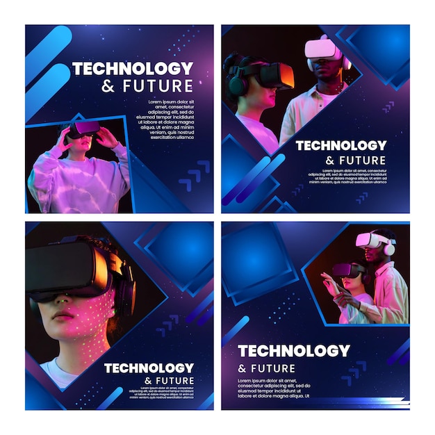 Coleção de postagens futuras do instagram e tecnologia