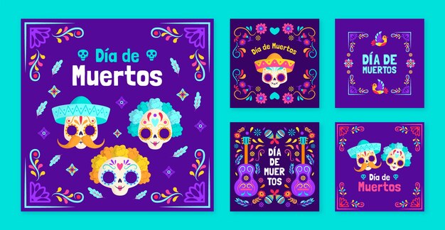 Coleção de postagens no Instagram para a celebração do Dia dos Mortos