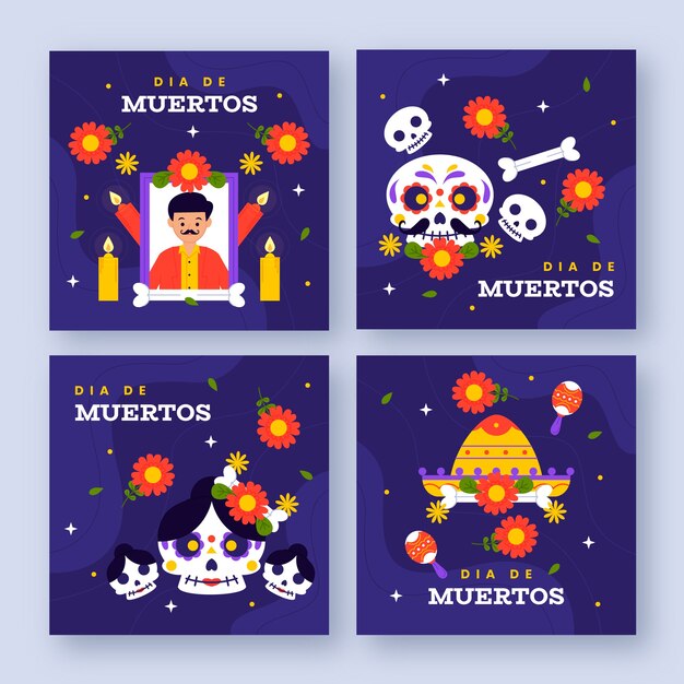 Coleção de postagens no Instagram para a celebração do Dia dos Mortos