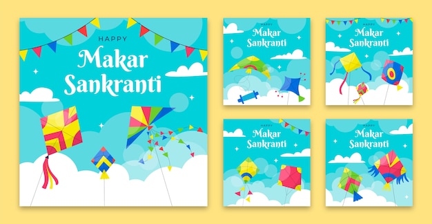 Coleção de postagens no instagram para o festival makar sankranti