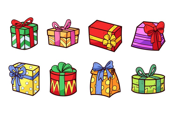 Vetor grátis coleção de presente de natal desenhada à mão