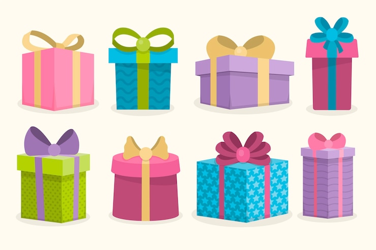 Vetor grátis coleção de presente de natal em design plano